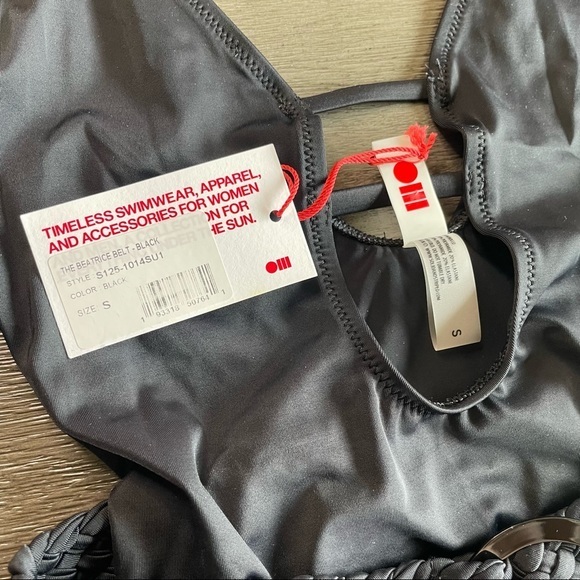 NWT Solid & Striped Black Belted One Piece Swimsuit - Picture 8 of 10